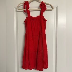 Altar’d State Red Tie-Shoulder Mini Dress